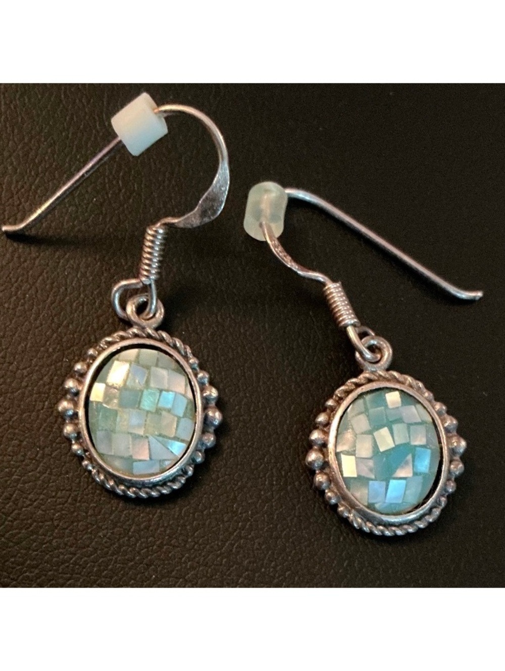 Mosaic Designer Vintage Sterling Silver Drop-Dangle Earrings